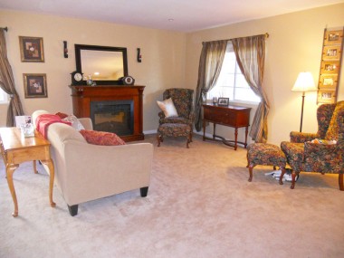 Formal living room with electric fireplace. 18894 Chatfield Dr., Riverside