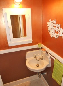 Downstairs half bath with original corner sink -- how cute is that!! 3105 Pine St., Riverside