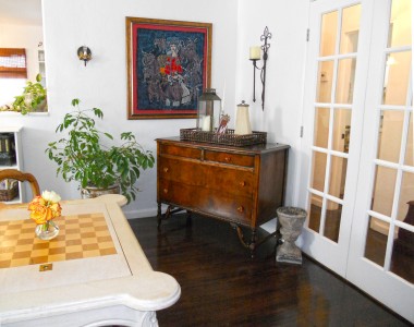 View as you walk through the front door of the double French doors which lead to the bedrooms and bathroom/ 4081 Larchwood Pl., Riverside