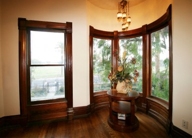 Incredibly gorgeous turret with original curved leaded glass windows!