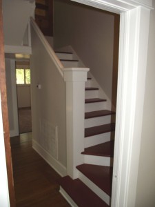 Stairway to second floor bedrooms. 