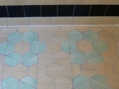 Very unique original floor tile in bathroom! Great conversation piece!