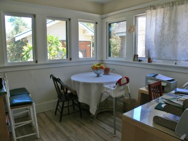 Kitchen nook with original drop-down windows!