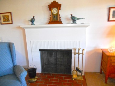Gas and wood-burning fireplace with mantle