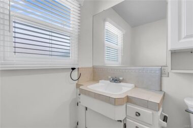 Bathroom in main house with new window blinds.