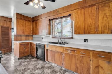Original cabinetry in perfectlty working order, and a dishwasher.