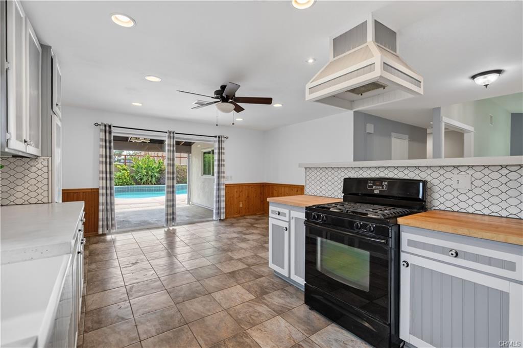 View from kitchen to informal dining area.