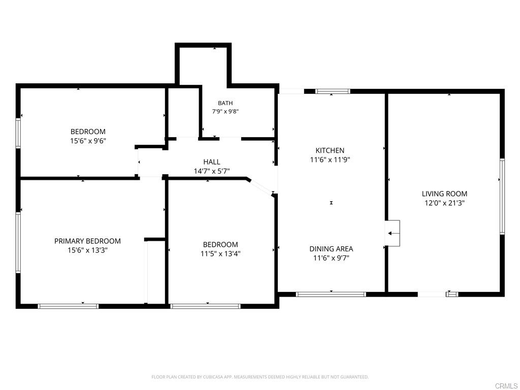 MAIN HOUSE floorplan - approximately 1300 sq ft.