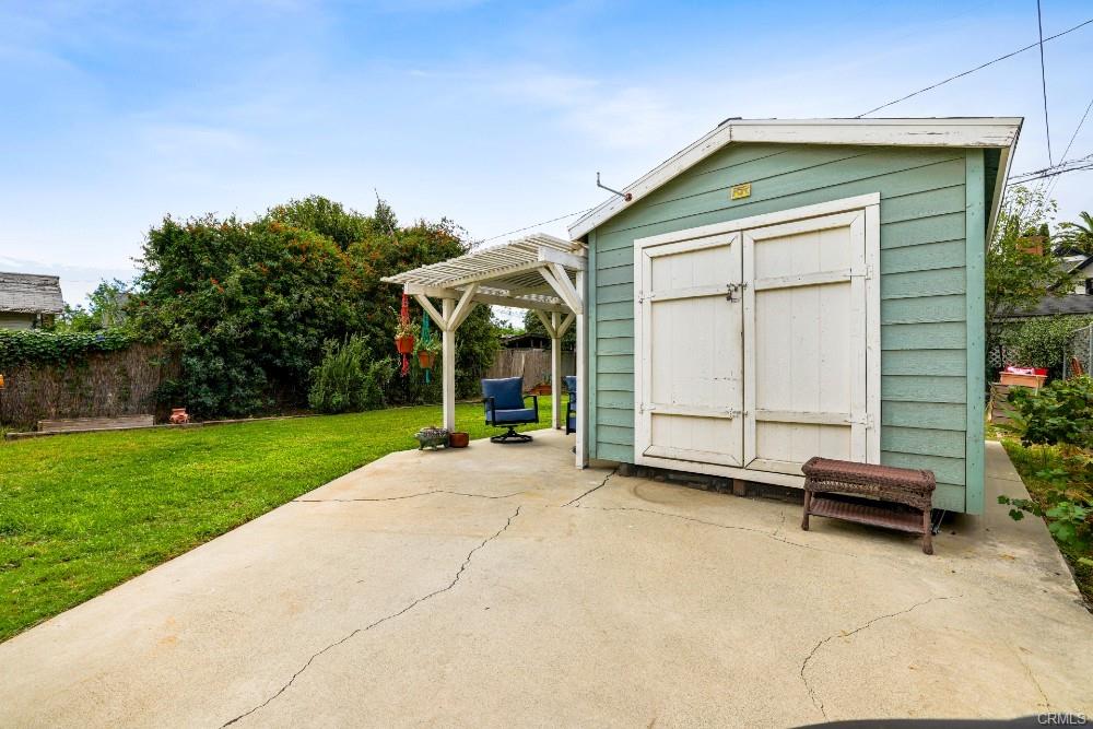 10X12 built-in-place shed erected by previous owner, but room for a new garage if desired. Plenty of room for RV parking in driveway.
